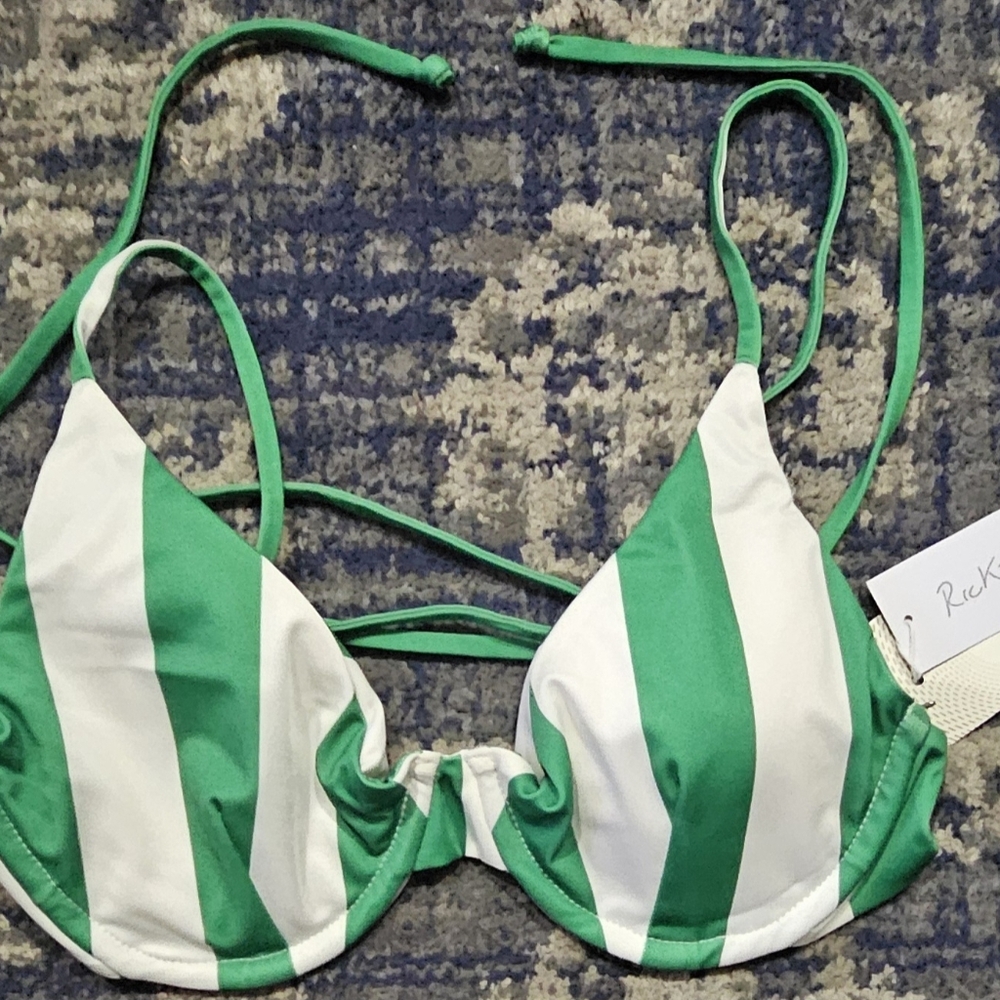 Ricki Rum Stripe Reversible  Bikini Top Medium
